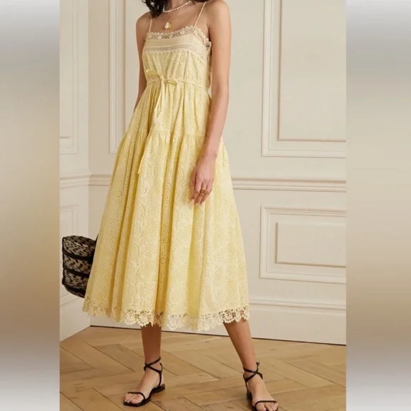 Ulla Johnson | Dresses | New Ulla Johnson Lily Dress Sunlight Pale Yellow  Eyelet Lace Size 4 | Poshmark